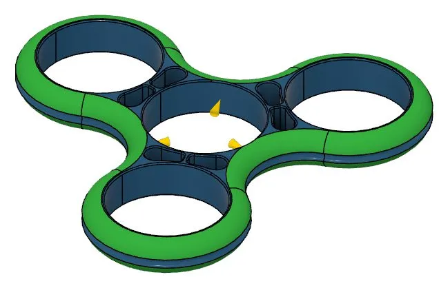 Fidget spinner design with simulation colouring